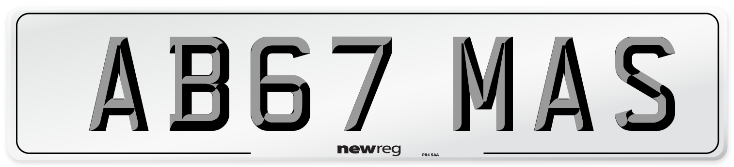 AB67 MAS Number Plate from New Reg
